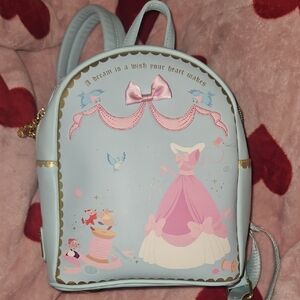 Disney Loungefly Cinderella Light Blue Backpack with Gold Accents